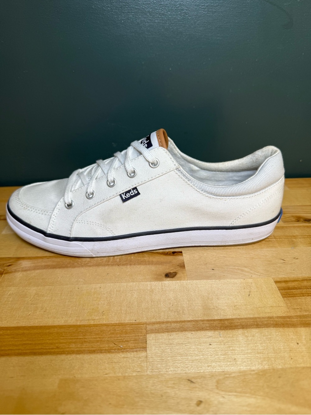 Keds Women’s White Canvas Low-Top Sneaker with Black Trim